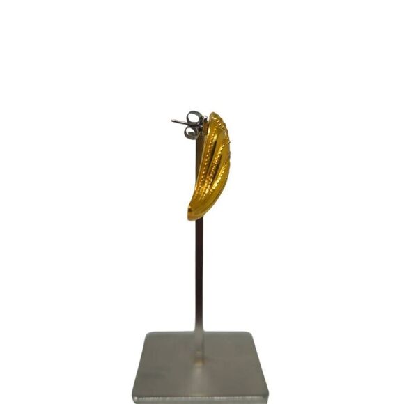 Vintage Kenneth J. Lane for Avon Shell-Shaped Clip-On Earrings | 1.50" | Gold-To - Picture 4 of 9